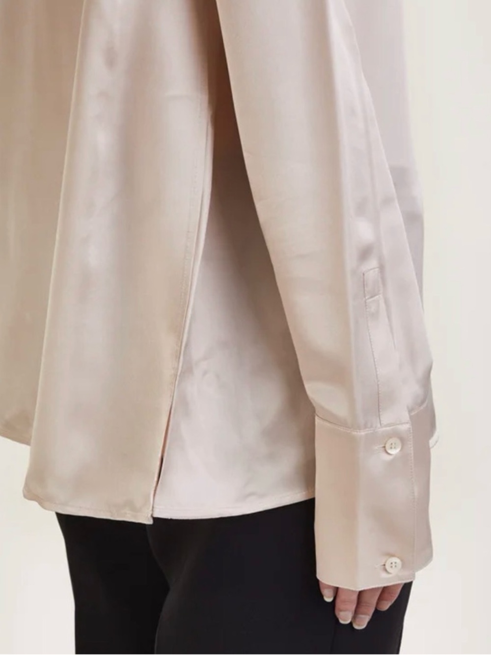 Acne Cream Satin High-Neck Blouse - Picture 7 of 8